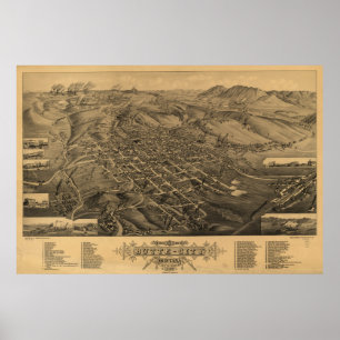  kaart van Butte Montana (1884) Poster