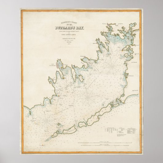  kaart van Buzzards Bay MA (1876) Poster (Voorkant)