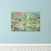 Kaart van Calais, Malta, Rhodes en Famagusta, van Canvas Afdruk (Insitu (Houten vloer))