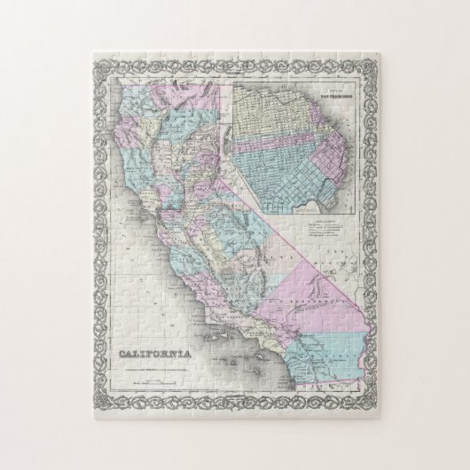 kaart van Californië (1855) Legpuzzel (Verticaal)