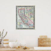 kaart van Californië (1860) Poster (Keuken)