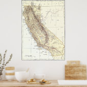  kaart van Californië (1878) Poster (Keuken)