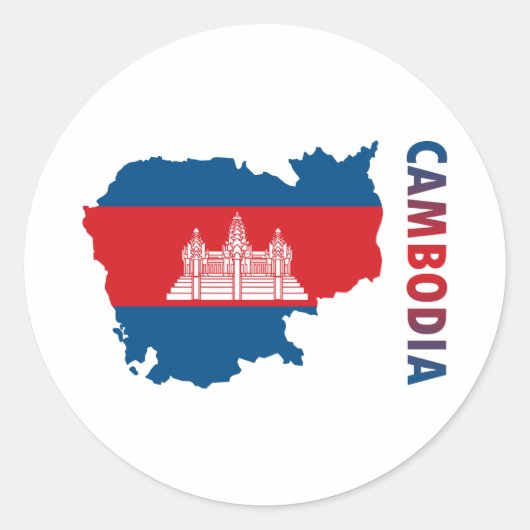 Kaart van Cambodja Ronde Sticker (Voorkant)