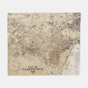  kaart van Cambridge Massachusetts (1877) Fleece Deken