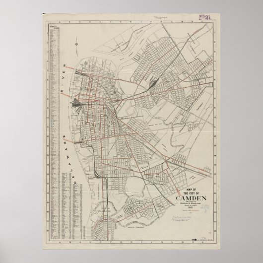 kaart van Camden NJ (1921) Poster (Voorkant)