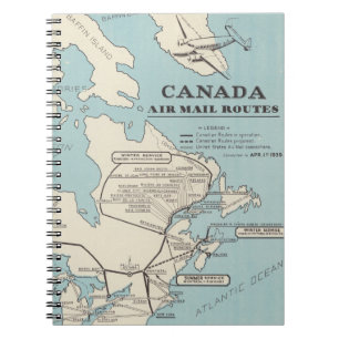 Kaart van Canada - Canada Luchtpostroutes Notitieboek