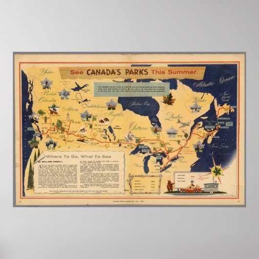 Kaart van Canada - Canadese parken Poster (Voorkant)