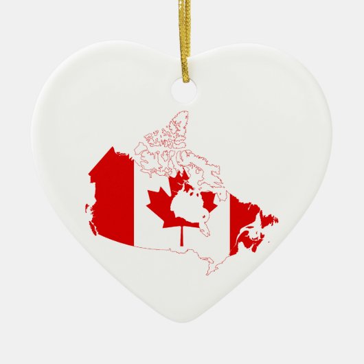 Kaart van Canada met Flag Heart Ceramic Ornament G (Voorkant)