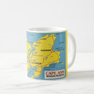 Kaart van Cape Ann Massachusetts Koffiemok