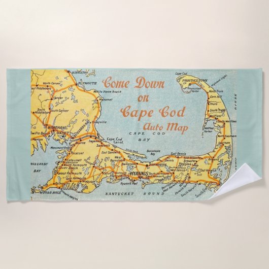  kaart van Cape Cod Blue Strandlaken (Voorkant)