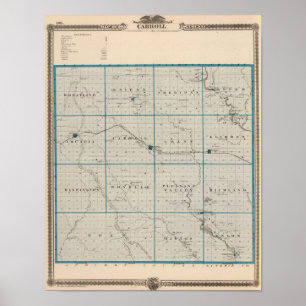 Kaart van Carroll County, staat Iowa Poster