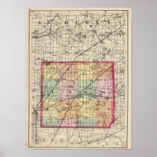 Kaart van Cass County, Michigan Poster