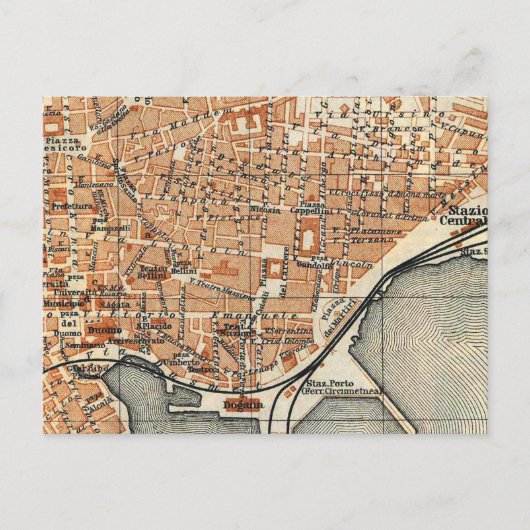  kaart van Catania Italië (1905) (Voorkant)