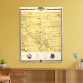 Kaart van Cedar County, staat Iowa Canvas Afdruk (Insitu (Woonkamer))