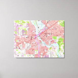  kaart van Cedar Rapids Iowa (1967) Canvas Afdruk