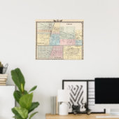 Kaart van Champaign, Urbana, Mattoon en Charleston Poster (Thuiskantoor)