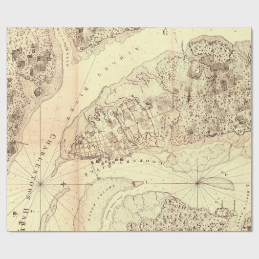 kaart van Charleston South Carolina (1780) Cadeaupapier (Vlak)