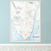 kaart van Charleston South Carolina (1898) Canvas Afdruk (Insitu (Houten vloer))