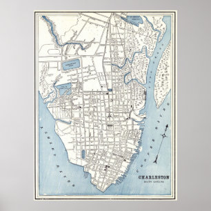 kaart van Charleston South Carolina (1898) Poster