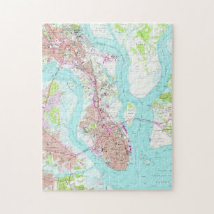 kaart van Charleston South Carolina (1958) Legpuzzel