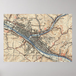 kaart van Charleston West Virginia (1931) Poster
