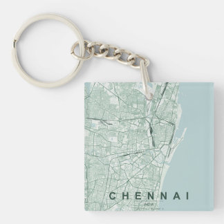 Kaart van Chennai India & aangepaste tekst Sleutelhanger
