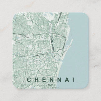 Kaart van Chennai India & aangepaste tekst Vierkante Visitekaartje