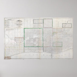 kaart van Chicago (1836) Poster