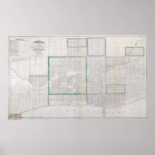 kaart van Chicago (1836) Poster (Voorkant)