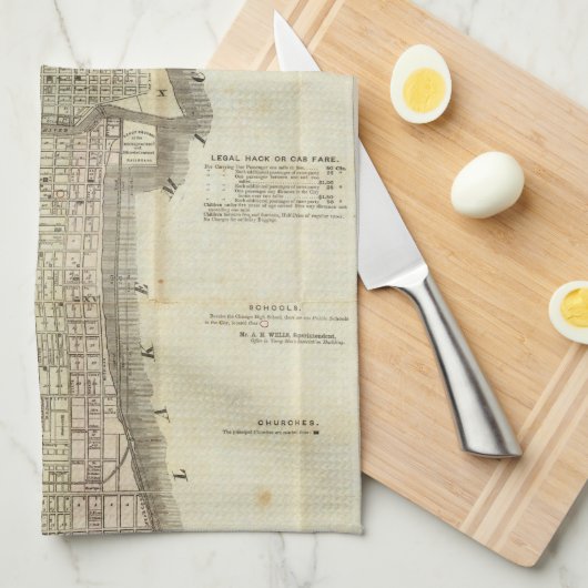  kaart van Chicago (1857) Theedoek (Quarter Fold)