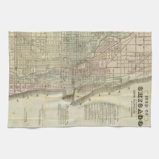 kaart van Chicago (1857) Theedoek (Horizontaal)