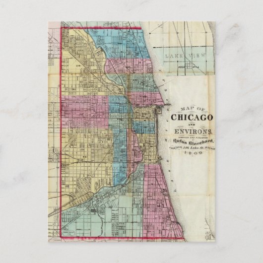  kaart van Chicago (1869) (Voorkant)