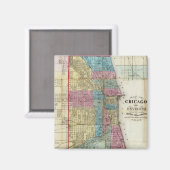  kaart van Chicago (1869) Magneet (Voorkant / Achterkant)