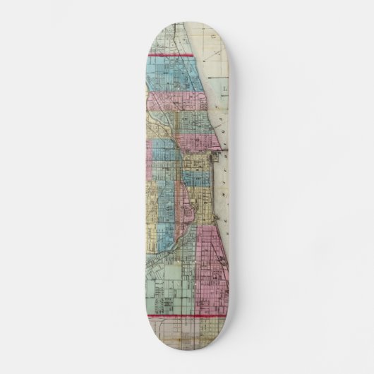  kaart van Chicago (1869) Skateboard (Voorkant)