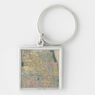 Kaart van Chicago City Sleutelhanger
