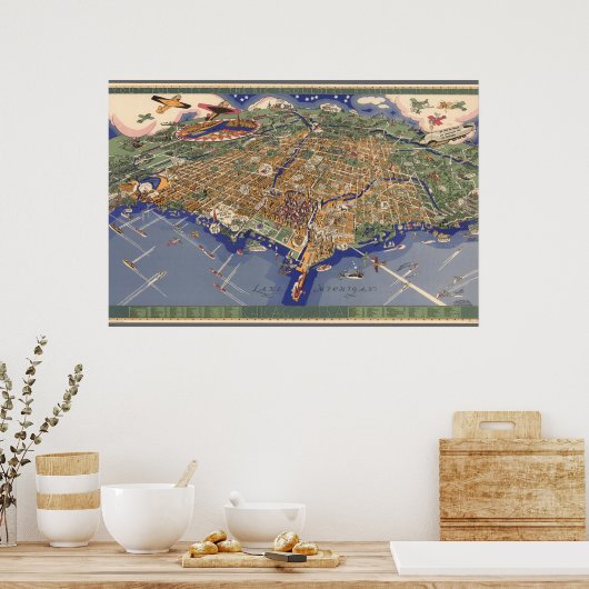 kaart van Chicago Poster (Keuken)