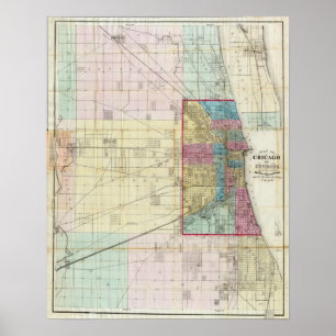 Kaart van Chicago Poster