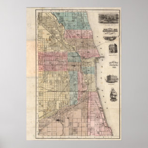 kaart van Chicago Poster