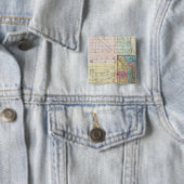 Kaart van Chicago Vierkante Button 5,1 Cm (In situ)