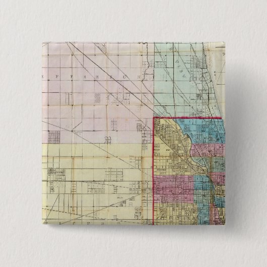 Kaart van Chicago Vierkante Button 5,1 Cm (Voorkant)