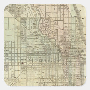 Kaart van Chicago Vierkante Sticker