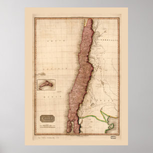 Kaart van Chili (1818) Poster