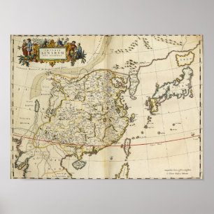 kaart van China 1662 Poster