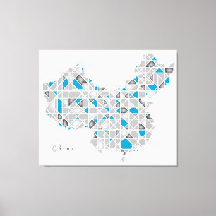 Kaart van China Crystal Diamond Style Artwork Canvas Afdruk