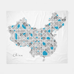 Kaart van China Crystal Diamond Style Artwork Fleece Deken