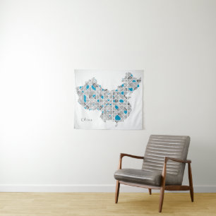 Kaart van China   Crystal Diamond Style Artwork Wandkleed