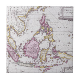 Kaart van China en Indonesië 1710 Tegeltje