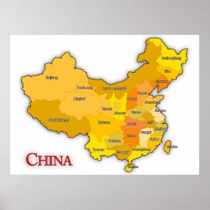 Kaart van China Poster
