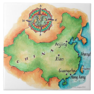 Kaart van China Tegeltje
