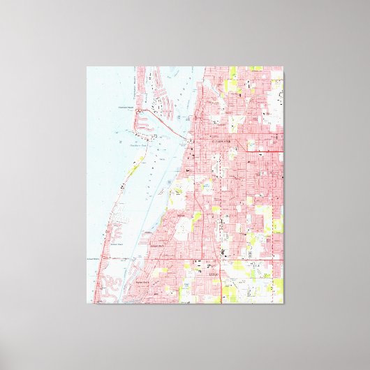 kaart van Clearwater Florida (1974) Canvas Afdruk (Voorkant)